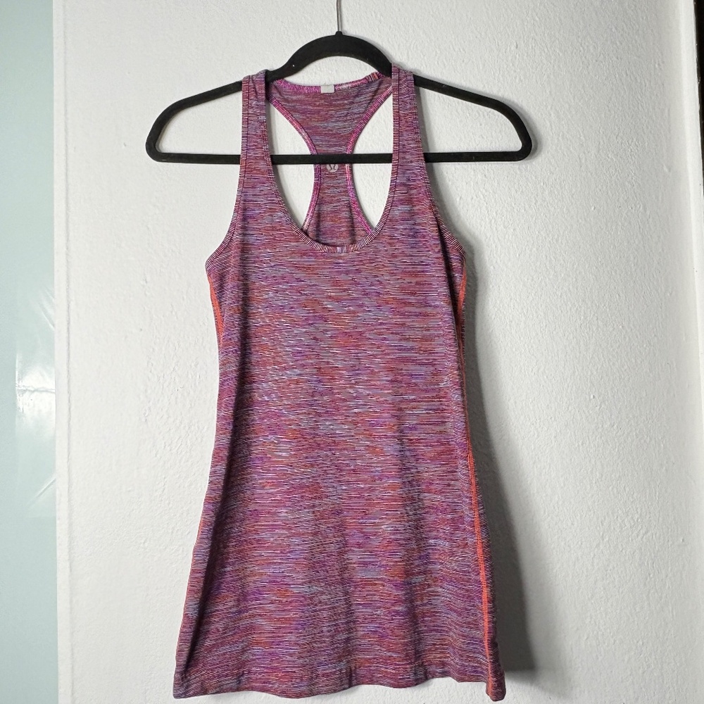 Lululemon Racerback Tank Top Size 4 Space Dye Multi Color Seamless Fitness Yoga